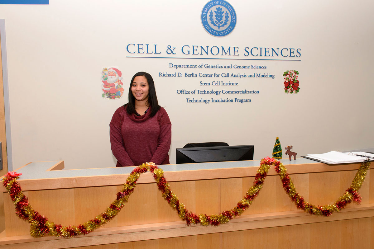 Holiday decorations at UConn Health in 2016